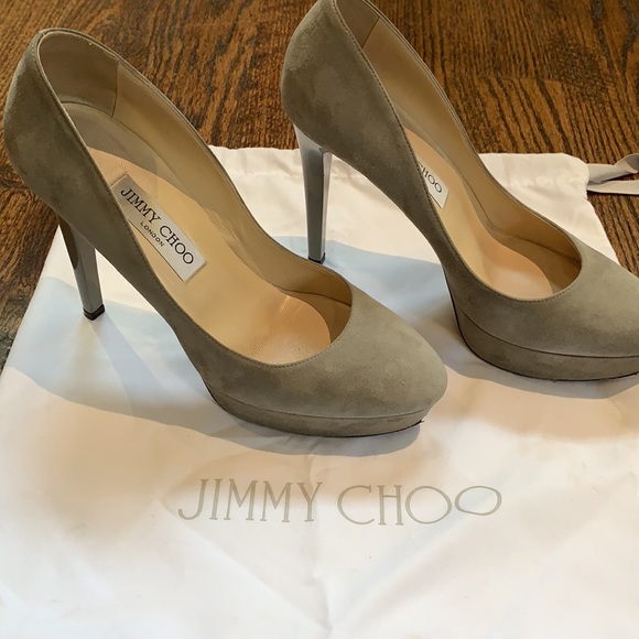 Jimmy Choo sz 38.5 grey suede platform pumps - Picture 5 of 6
